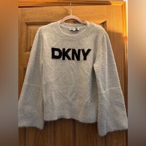 NWOT DKNY Women's Light Silver Metallic Crew Neck Sweater